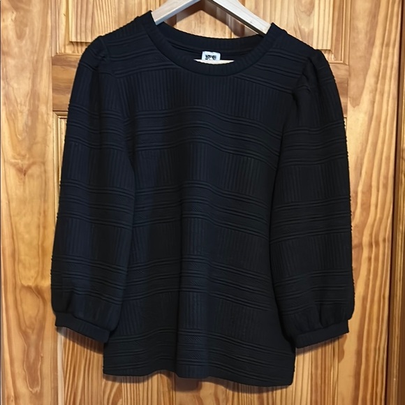 Anne Klein Black Textured Blouse NWT - Picture 1 of 8